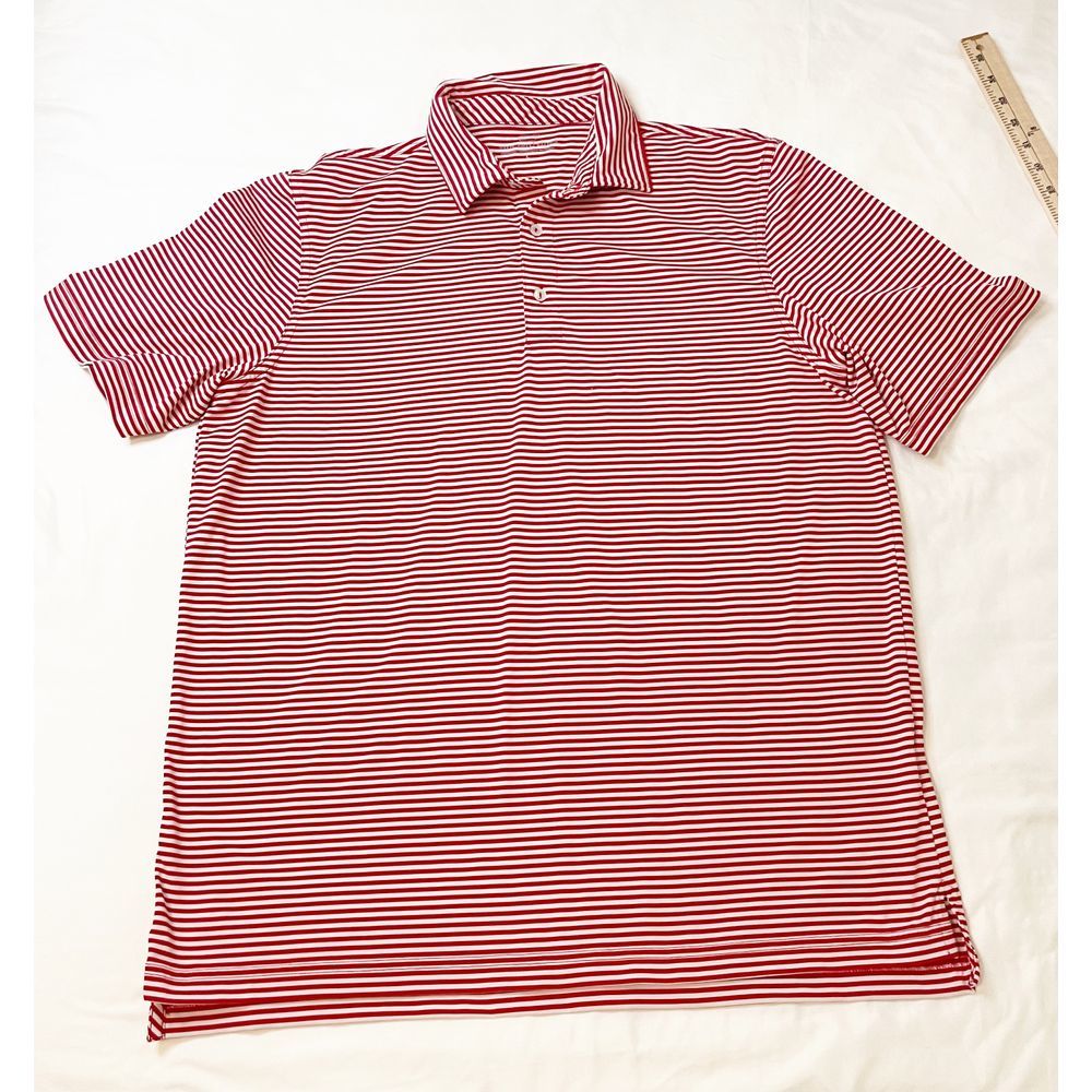 Vineyard Vines Mens Polo Shirt Short Sleeve Red White Stripe Performace Size L